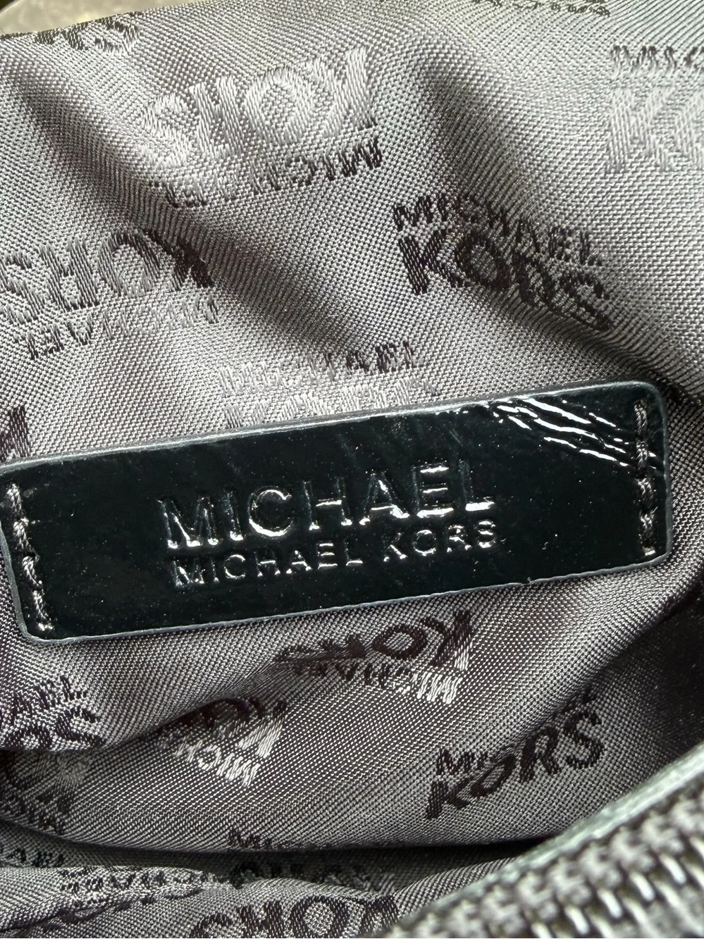 Michael Kors Black Patent Quilted Chain-Accent Crossbody/Wallet On Chain